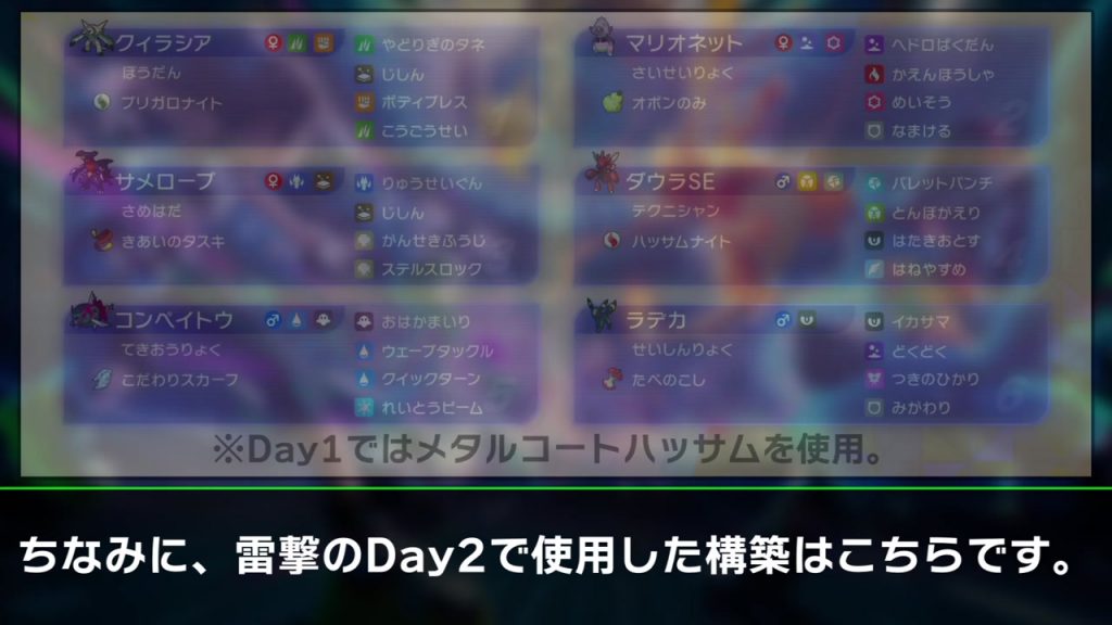 雷撃Day2で使用した6匹の構成