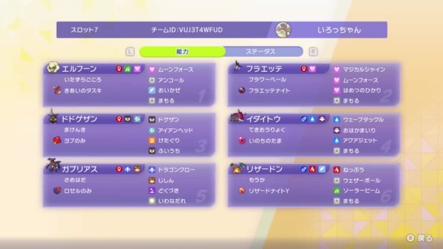 ダブルBIG6の6匹・持ち物・特性・技構成