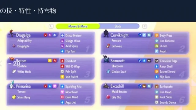 ポケモンチャンピオンズ シングル構築｜メガドラミドロを外す、ダイケンキ＋アシレーヌ＋ドリュウズの非メガ選出の構築画像
