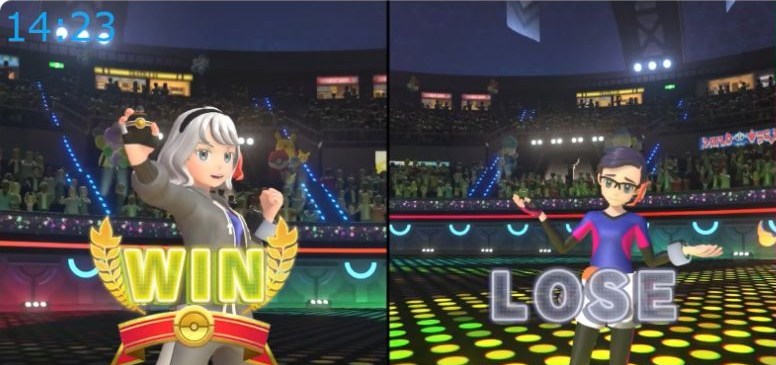 イルカマン、ミミッキュ、ギャラドスを使った1試合目の勝利画面