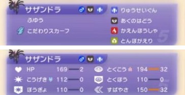 サザンドラの技と能力ポイント