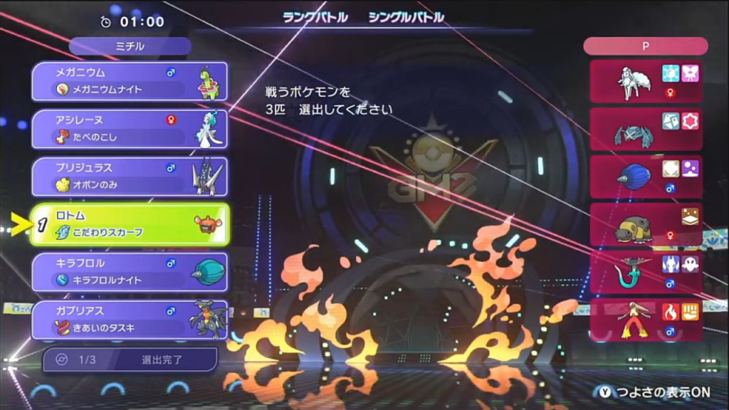 ヒートロトム構築の6匹と初期持ち物